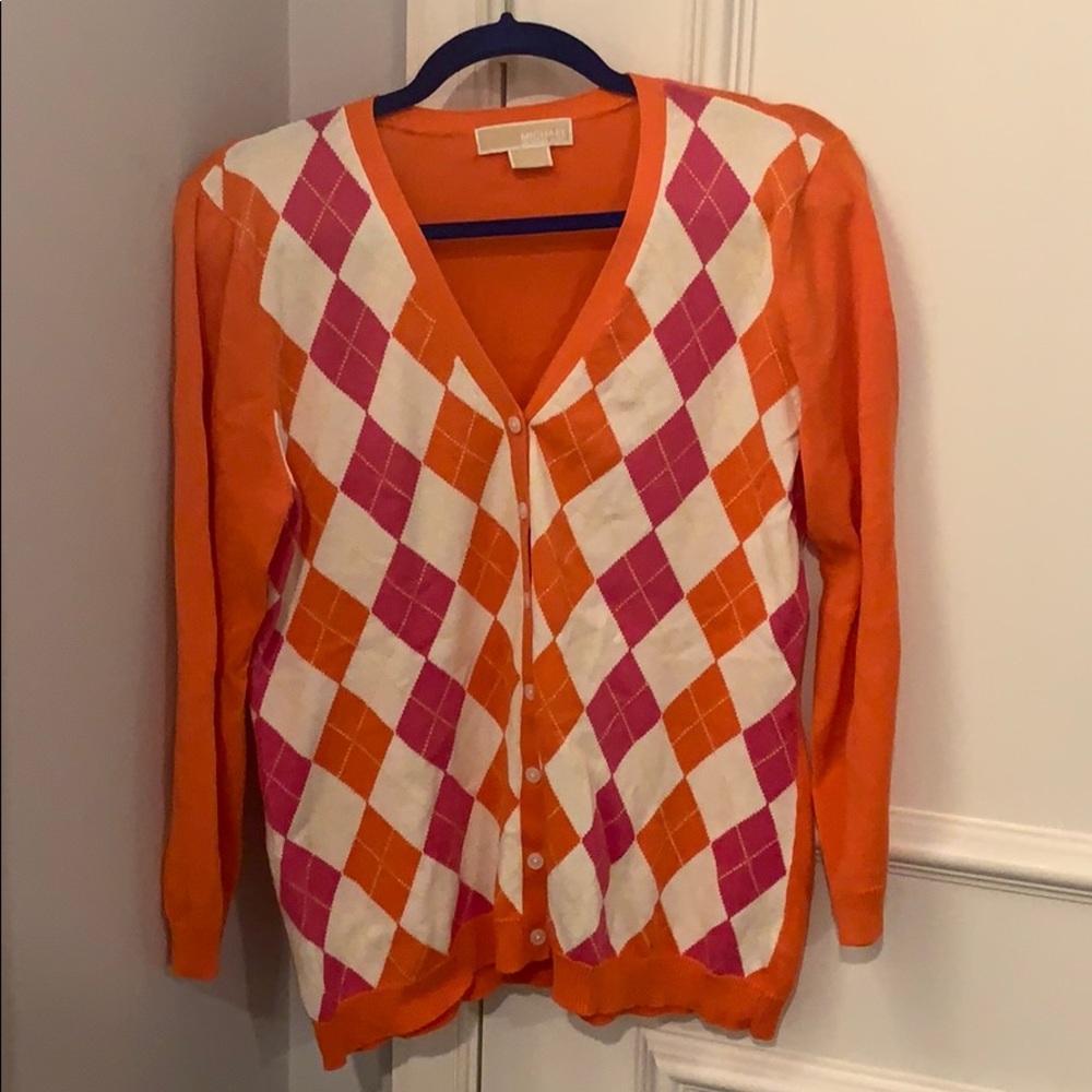 Michael Kors Argyle Cardigan Size L